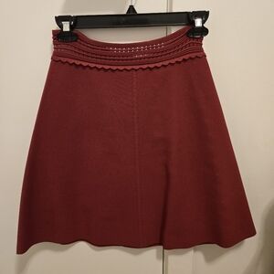 Sandro Pointelle-Trimmed Knitted Mini Skirt in Red Size 1